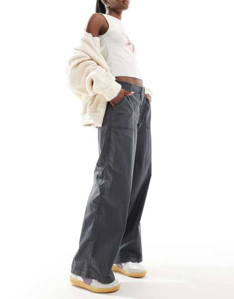Hollister low waist cargo trouser in charcoal - view 1