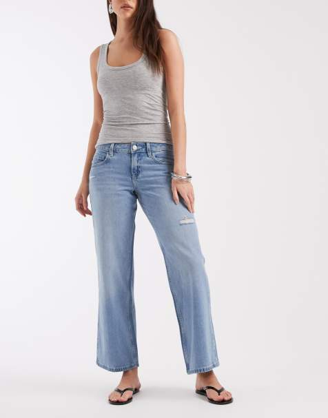 Hollister low waist ripped baggy jeans in light blue wash - view 1