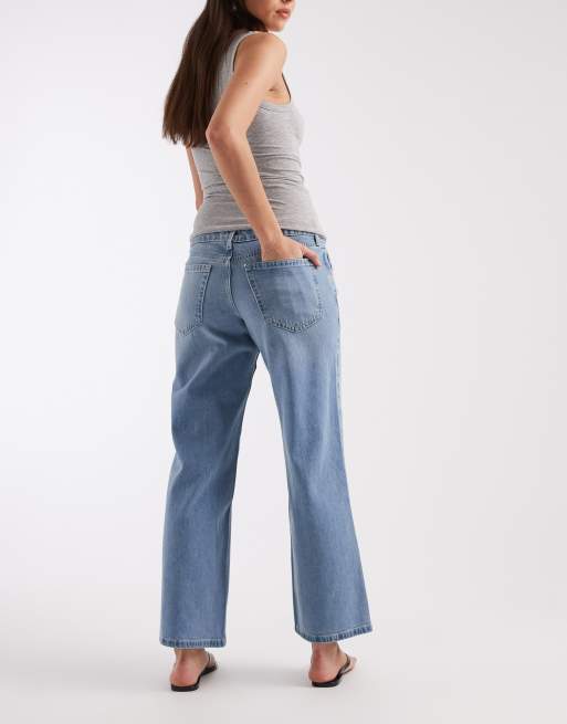 Hollister low waist ripped baggy jeans in light blue wash, 3 of 5
