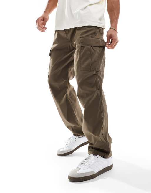 Hollister - Løstsiddende faldskærms-joggingbukser med cargolommer i brun nylon