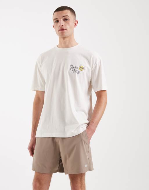 Hollister - Lysebrune mellemlange flex-shorts med logo