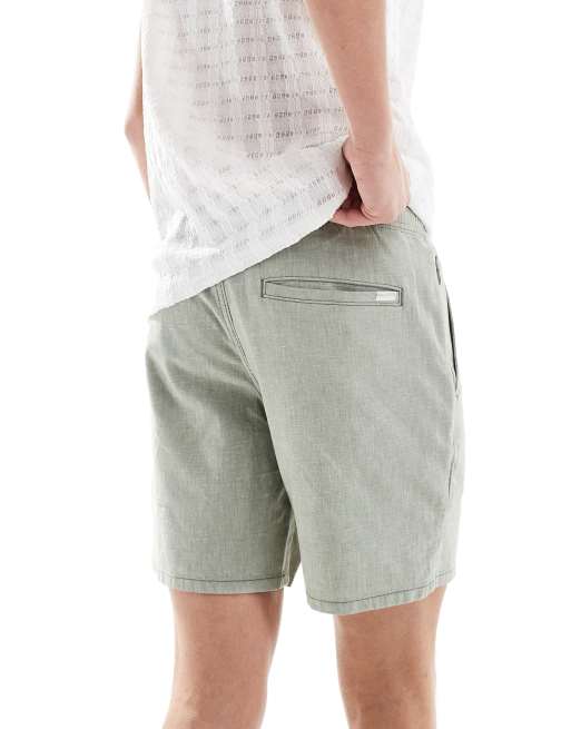Hollister - Lysegrønne 7-tommer-shorts med tekstur i hør, 3 af 5