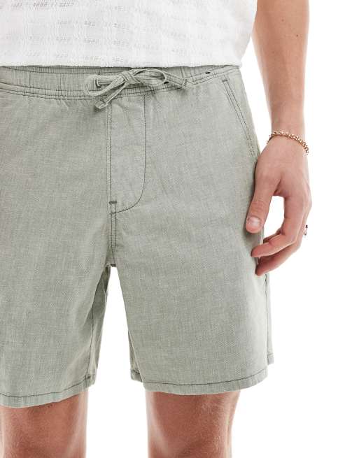 Hollister - Lysegrønne 7-tommer-shorts med tekstur i hør, 4 af 5
