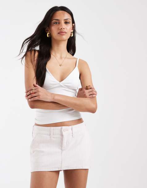 Hollister - Lyserød lavtaljet mininederdel i twill - view 1