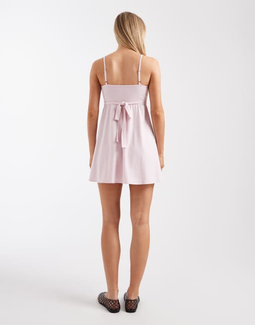 Hollister - Lyserød strikket Y2K-minikjole med pintuck, 4 af 4