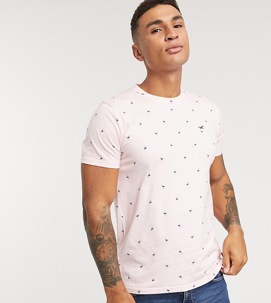 Hollister - Lyserød t-shirt med flamingo-logo-Pink