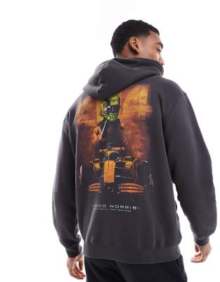 Hollister maclaren motif back hoodie in black