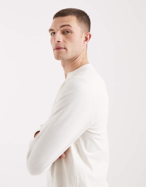 Hollister - Maglia serafino a maniche lunghe bianca, 4 di 5