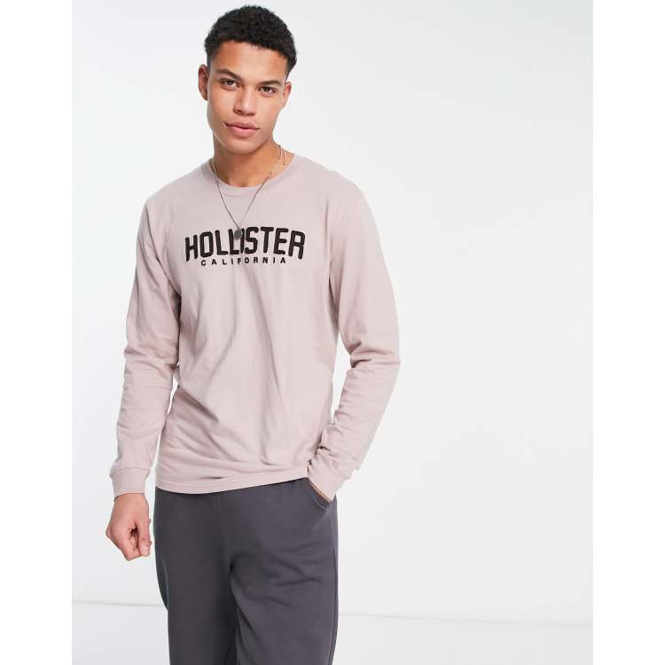 Hollister Maglietta a maniche lunghe beige con logo sul petto
