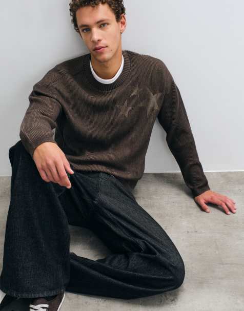 Hollister maglione a coste lavorato a maglia con grafica anni 2000 marrone - view 1