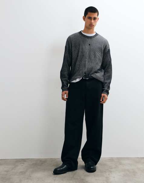 Hollister maglione a maglia a coste con grafica nero - view 1