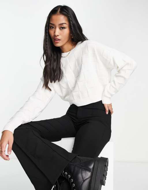 Hollister - Maglione girocollo in maglia bianca