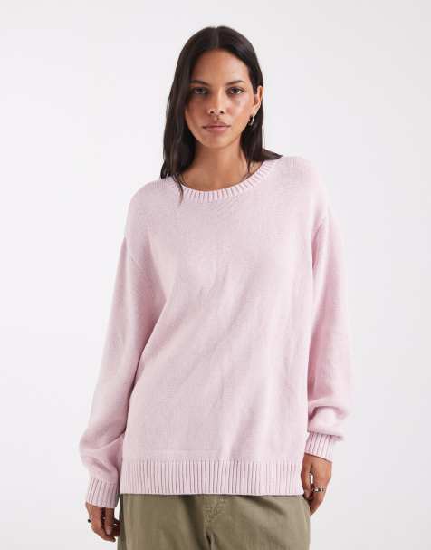 Hollister maglione lavorato a maglia squadrato girocollo rosa baby - view 1