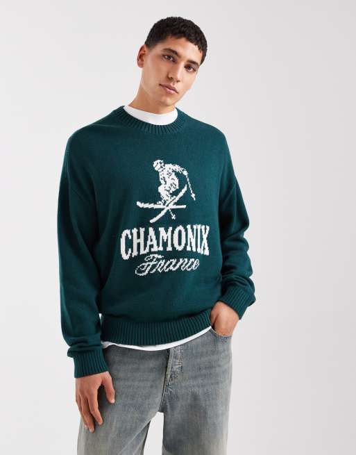 Hollister - Maglione squadrato verde con fondo aperto e motivo