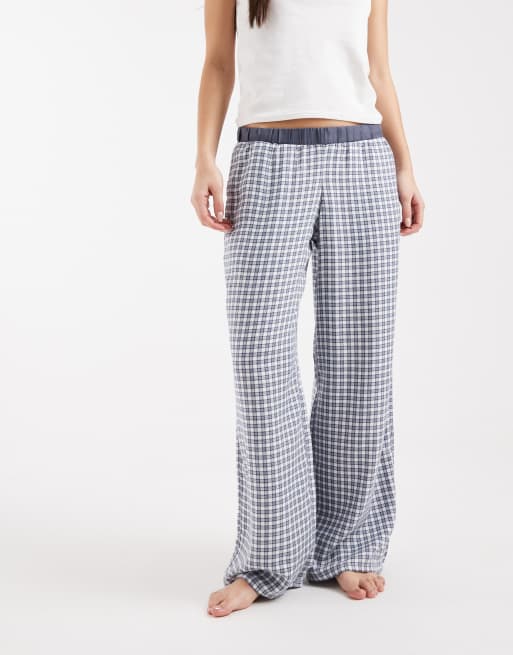 Hollister – Marinblå, ginghamrutiga pyjamasbyxor i flanell , 3 av 4