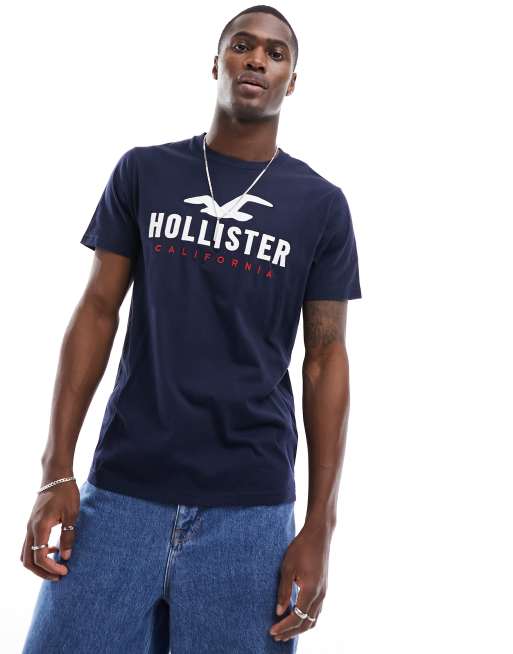 Hollister – Marinblå t-shirt med techlogga
