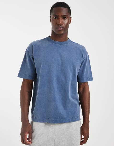 Hollister – Marinblå, tvättad, kraftig t-shirt med boxig passform - view 1