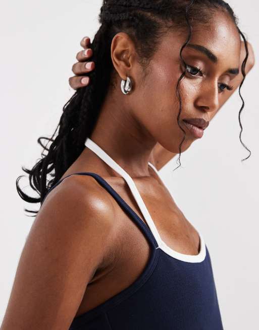 Hollister - Marineblå cropped cami-top med dobbelte stropper, 3 af 4