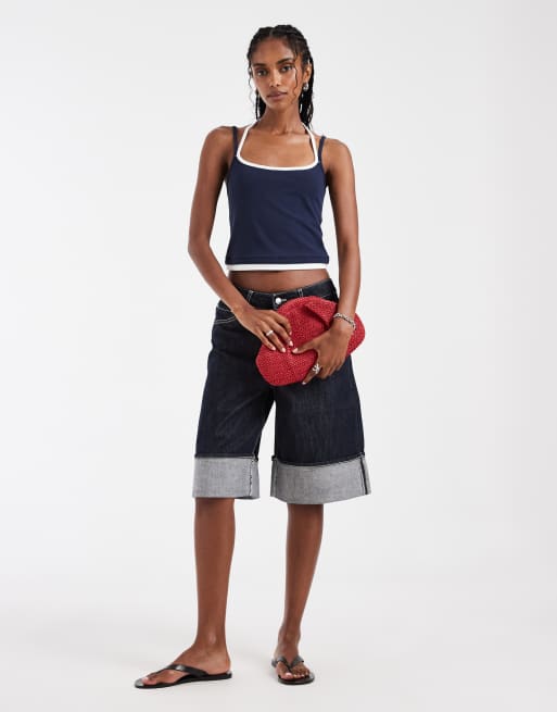 Hollister - Marineblå cropped cami-top med dobbelte stropper, 4 af 4