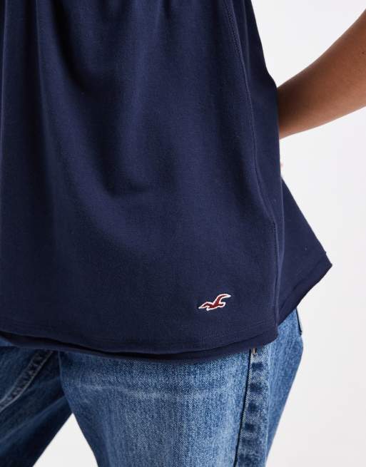 Hollister - Marineblå kortærmet babydoll-overdel, 3 af 4