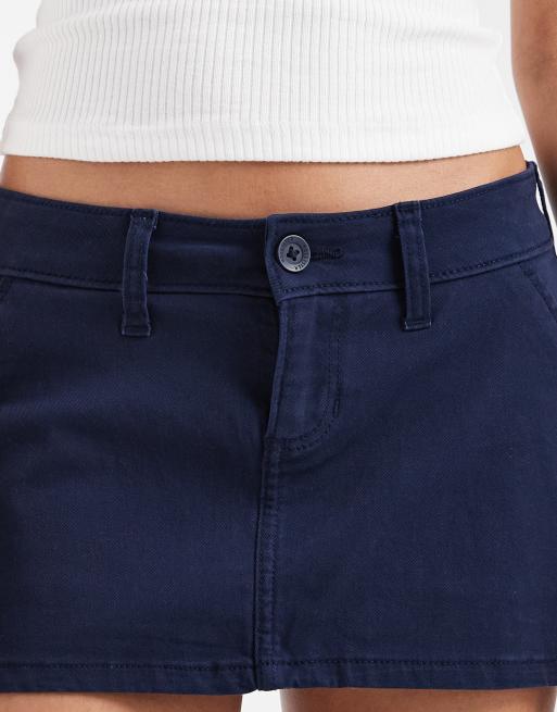Hollister - Marineblå lavtaljet mininederdel i twill, 4 af 5