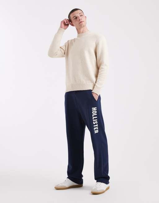 Hollister - Marineblå posede joggingbukser med logo i frotté, 3 af 5
