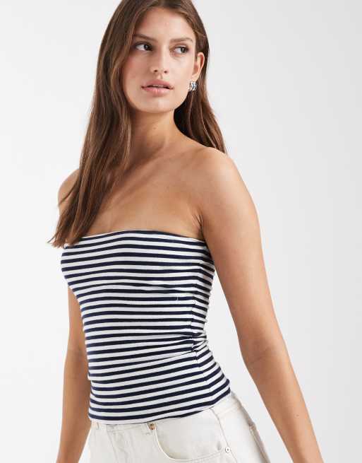 Hollister - Marineblå vendbar bandeau-top med striber