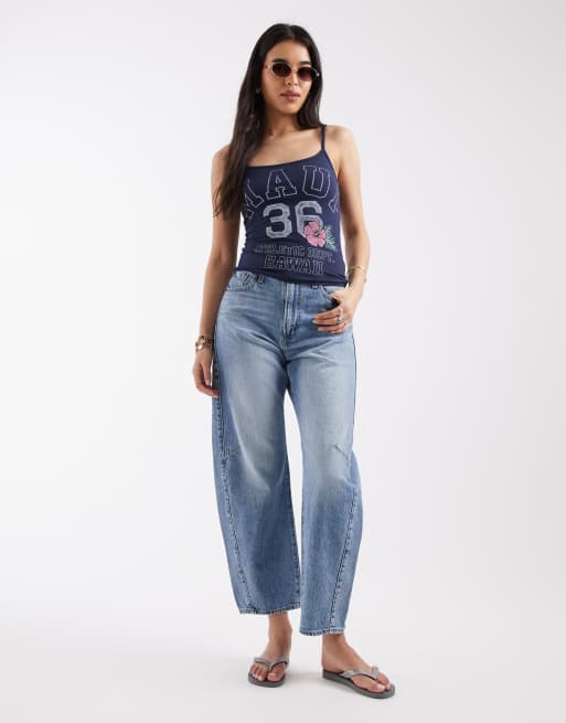 Hollister - Marineblå vendbar cami-top med blomster- og logoprint, 2 af 4