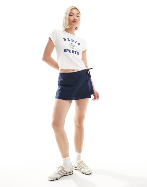 Hollister - Marineblåt slå-om-skort i hørblanding