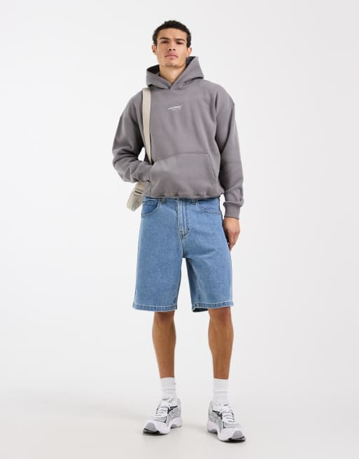 Hollister Mclaren back graphic boxy hoodie in gray | ASOS
