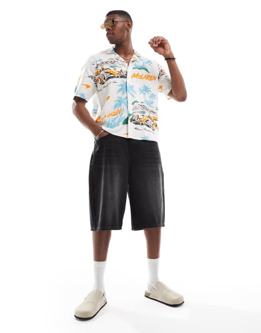 Hollister Mclaren printed linen blend short sleeve shirt in multi, 2 of 4