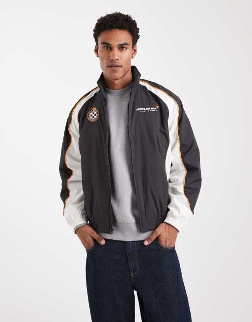 Hollister – McLaren Racing – Nylon-Jacke in Schwarz mit Colourblock-Detail