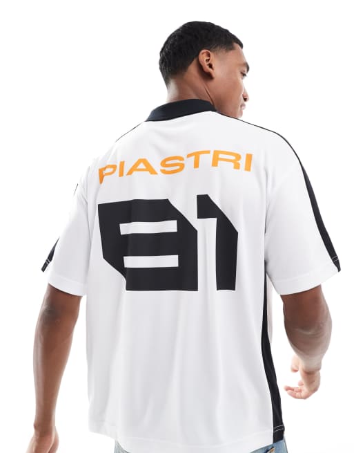 Hollister - McLaren - Top bianco multicolore con stampa ispirata al calcio