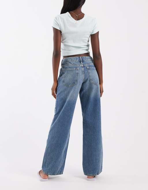 Hollister – Mellanblå, baggy jeans med superlåg midja, 2 av 5