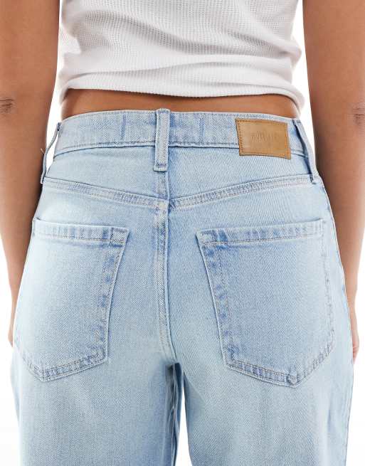Hollister – Mellanblå, kurviga dad jeans med hög midja, 4 av 5