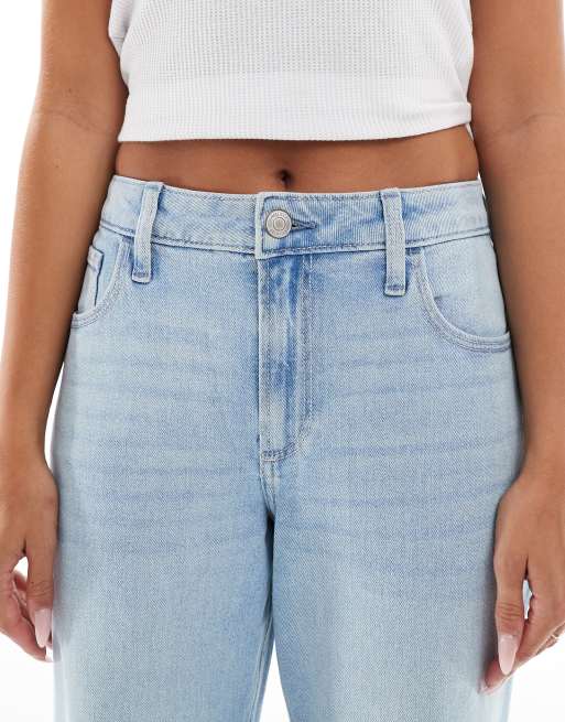 Hollister – Mellanblå, kurviga dad jeans med hög midja, 5 av 5