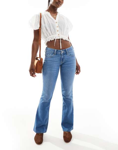 Hollister - Mellemvaskede bootcut-jeans med lav talje - view 1