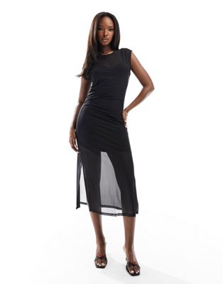 Hollister mesh midaxi dress in black | ASOS