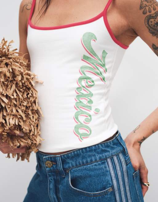 Hollister - Mexico - Camitop in voetbalstijl in wit, 2 van 4