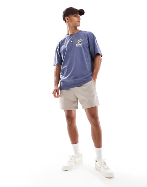 Hollister mid length sweatshirt fabric shorts with logo detail in taupe - view 1