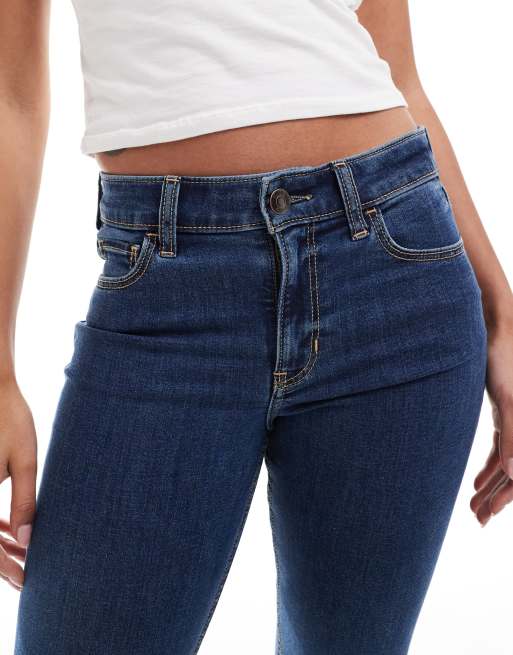 Hollister mid rise bootcut jean in blue wash ASOS