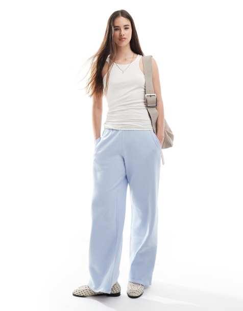 Hollister mid rise wide leg graphic joggers in baby blue - view 1