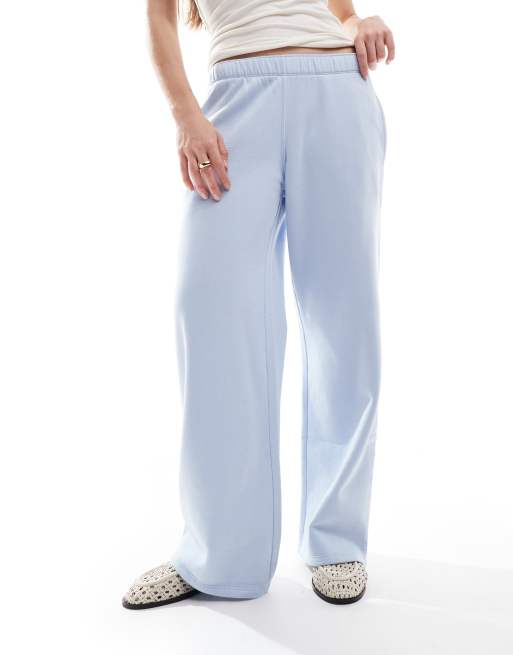 Hollister mid rise wide leg graphic joggers in baby blue