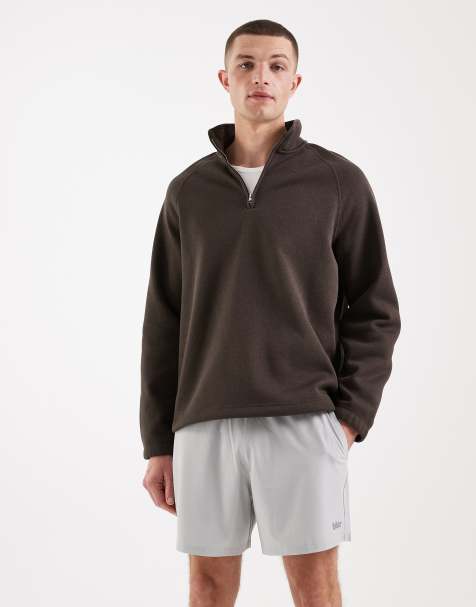 Hollister mid thigh flex logo shorts in gray - view 1