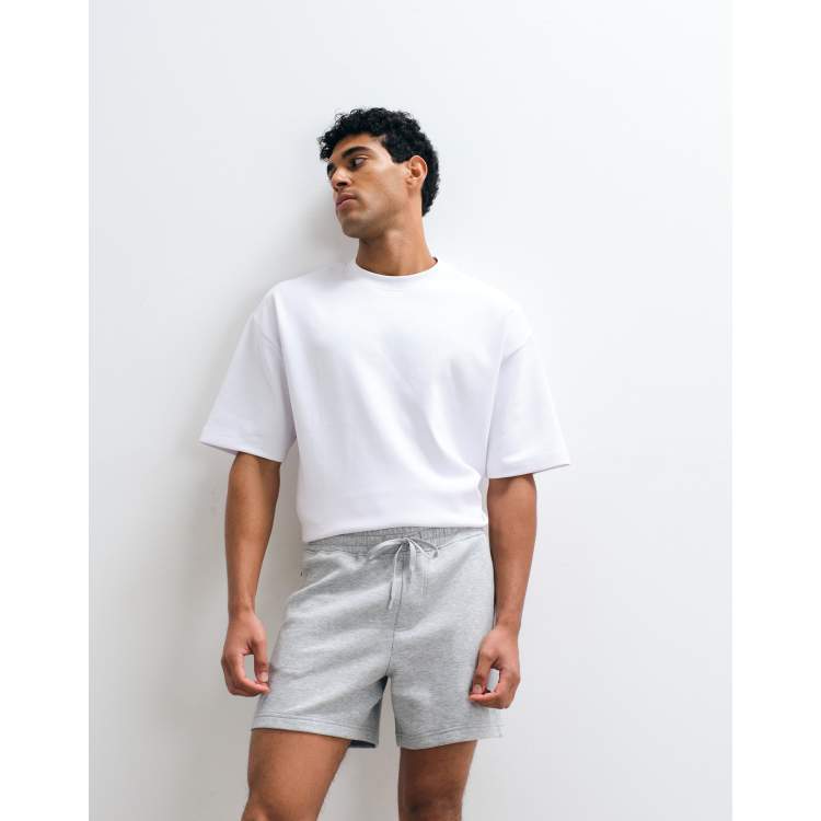 Hollister mid thigh jersey shorts in light gray | ASOS