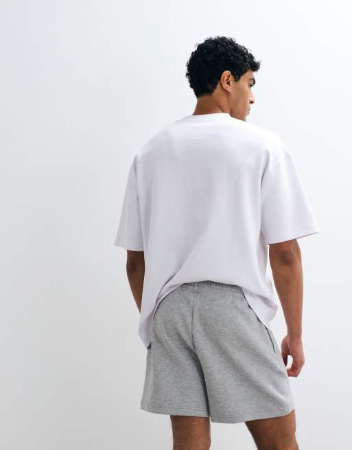 Hollister mid thigh jersey shorts in light grey, 4 of 5
