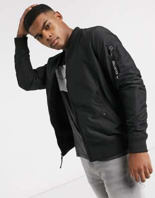 hollister black bomber jacket