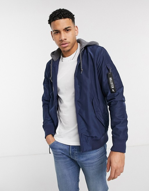 Hollister mid weight bomber jacket in navy