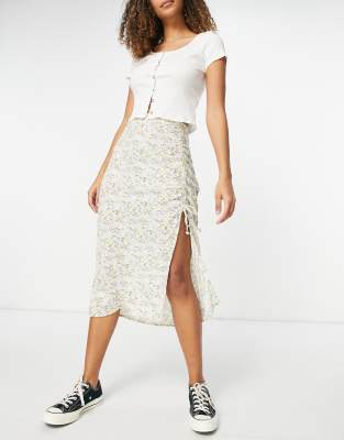 White midi skirt with slit Clearance