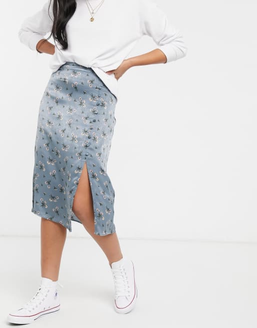 Hollitser Blue Floral Circle Skater Mini Skirt Medium Popular brand in